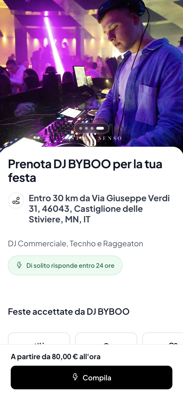 Pagina pubblica di prenotazione di DJ BYBOO